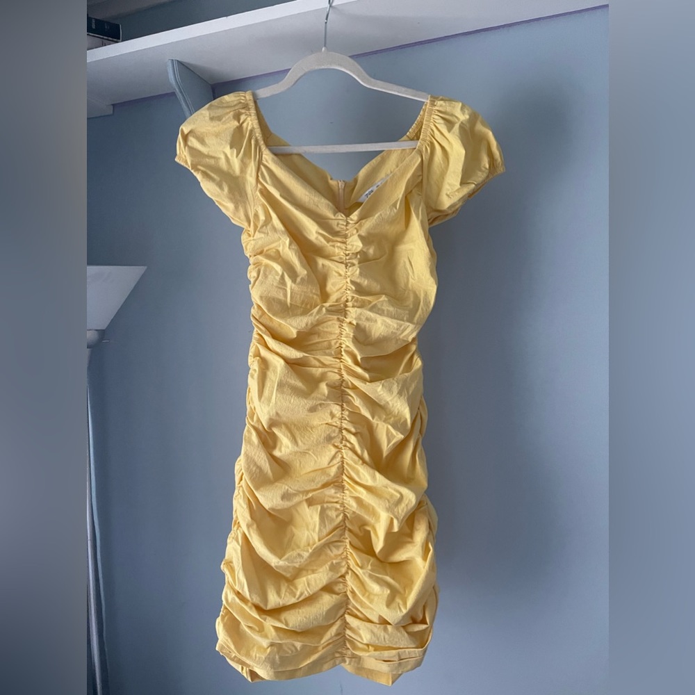 Zara yellow ruched dress size S - worn once